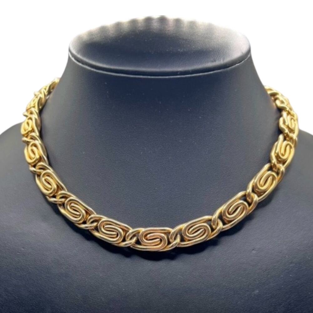 Vintage Erwin Pearl Gold Tone S-Link Chain Choker Necklace 16”